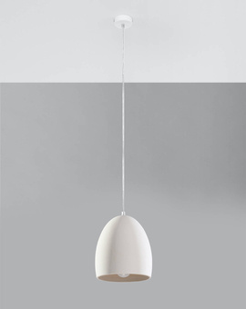 Lampa wisząca ceramiczna FLAWIUSZ biała + 1x Żarówka LED E27 3000K Ciepła 7,5W 620lm
