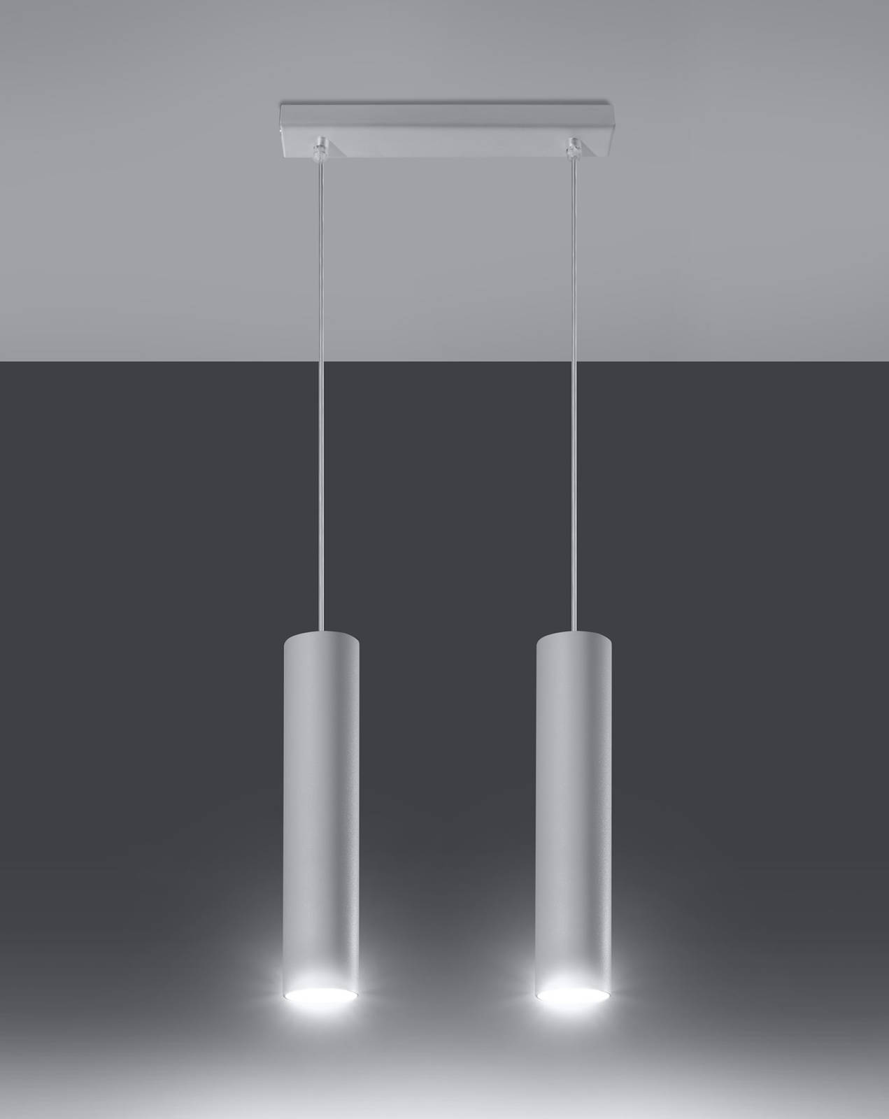 Lampa Wisząca LAGOS 2 biały + 2x Żarówka LED GU-10 3000K Ciepła 7W 620lm