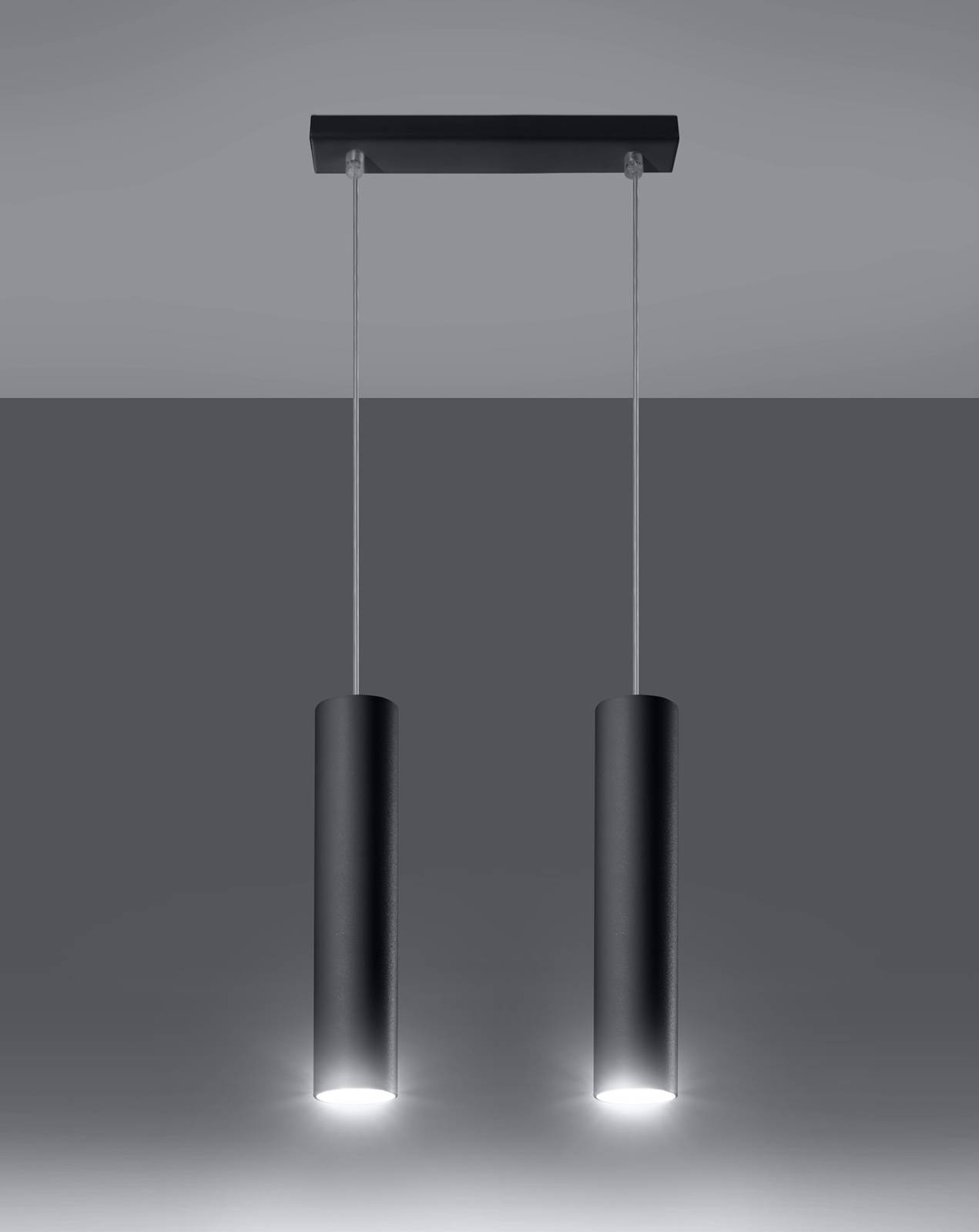 Lampa Wisząca LAGOS 2 czarny + 2x Żarówka LED GU-10 3000K Ciepła 7W 620lm