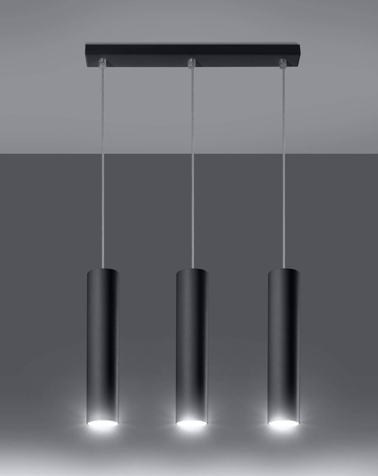 Lampa Wisząca LAGOS 3 czarny + 3x Żarówka LED GU-10 3000K Ciepła 7W 620lm