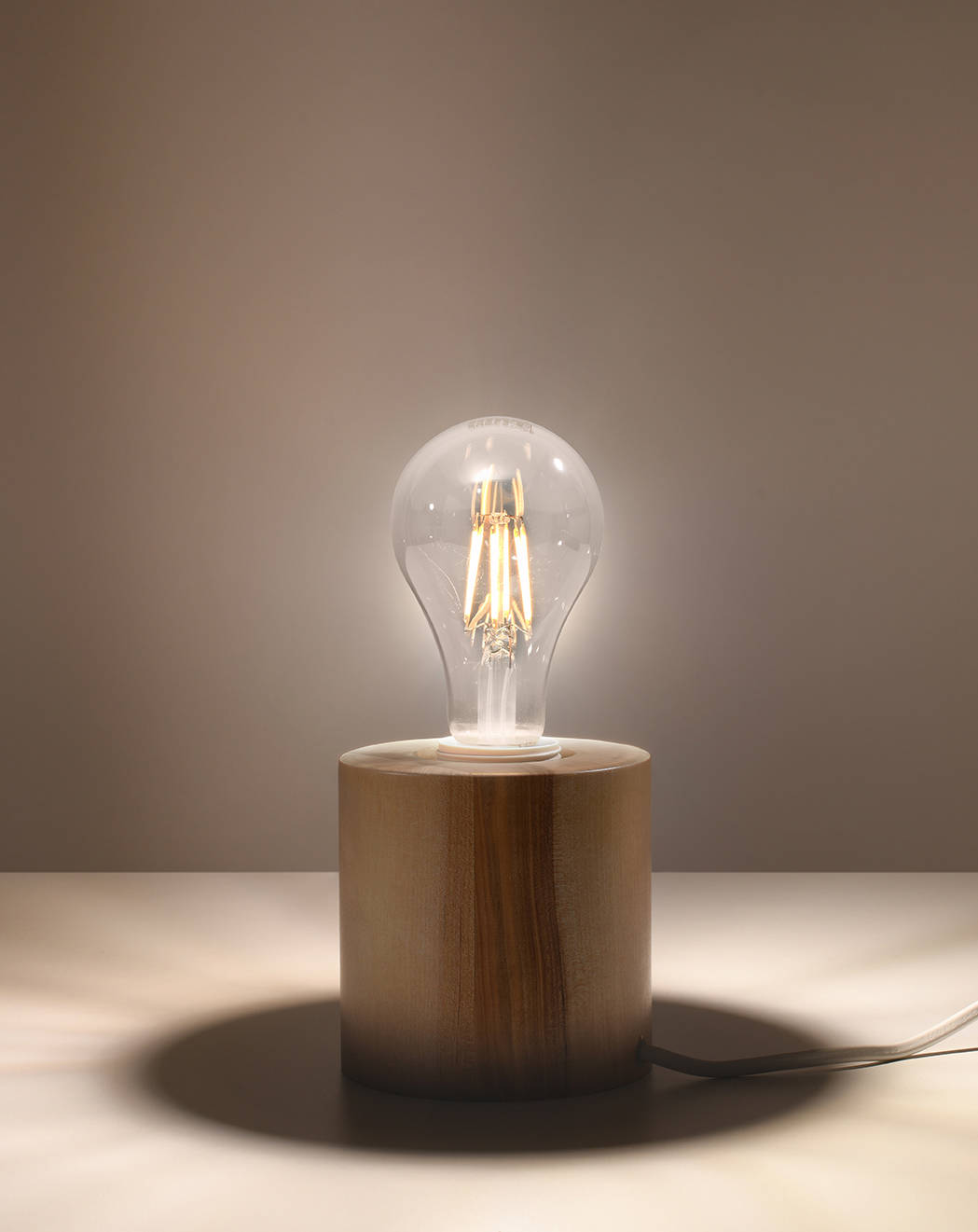 Lampa biurkowa SALGADO naturalne drewno + 1x Żarówka LED E27 3000K Ciepła 7,5W 620lm