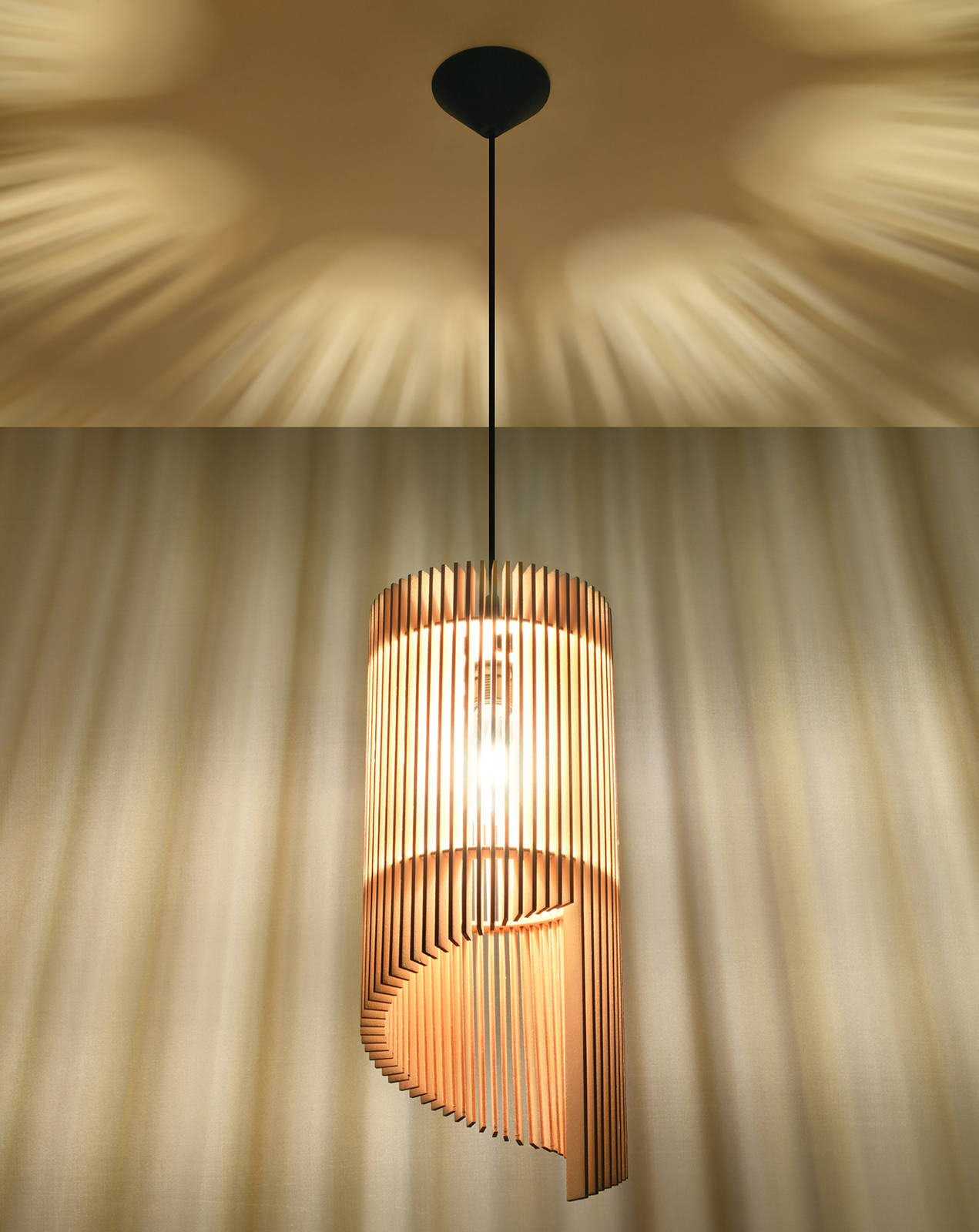 Lampa wisząca ALEXIA naturalne drewno + 1x Żarówka LED E27 3000K Ciepła 7,5W 620lm