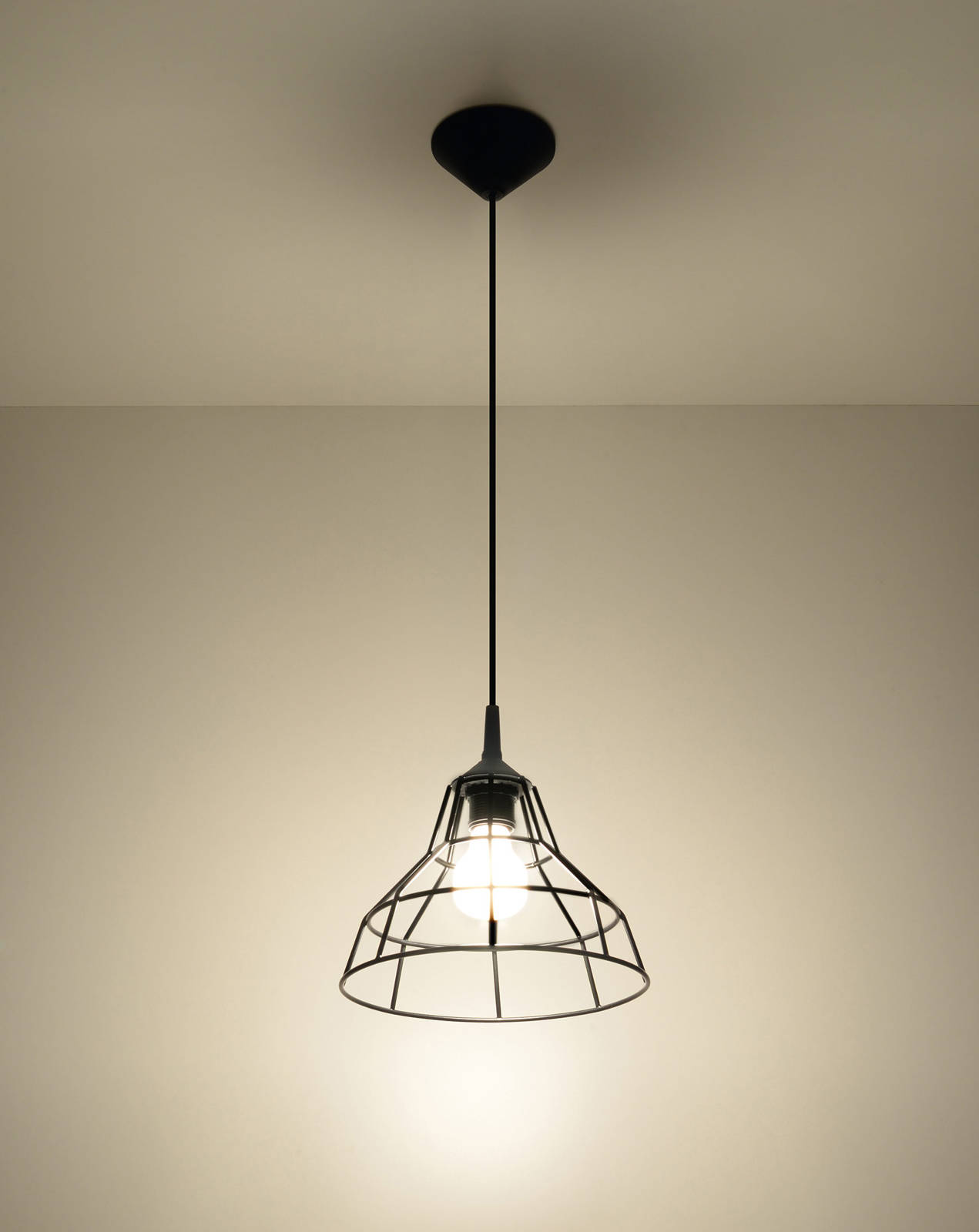 Lampa wisząca ANATA czarna + 1x Żarówka LED E27 4000K Zimna 7,5W 650lm