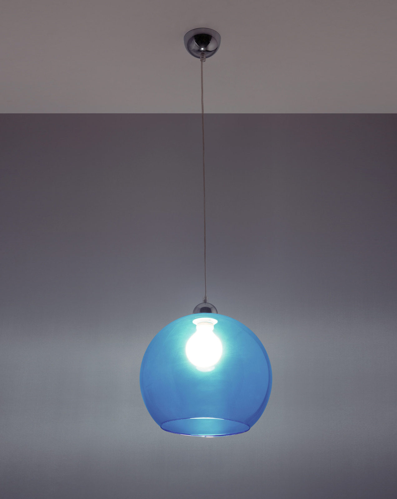 Lampa wisząca BALL błękitna + 1x Żarówka LED E27 4000K Zimna 7,5W 650lm