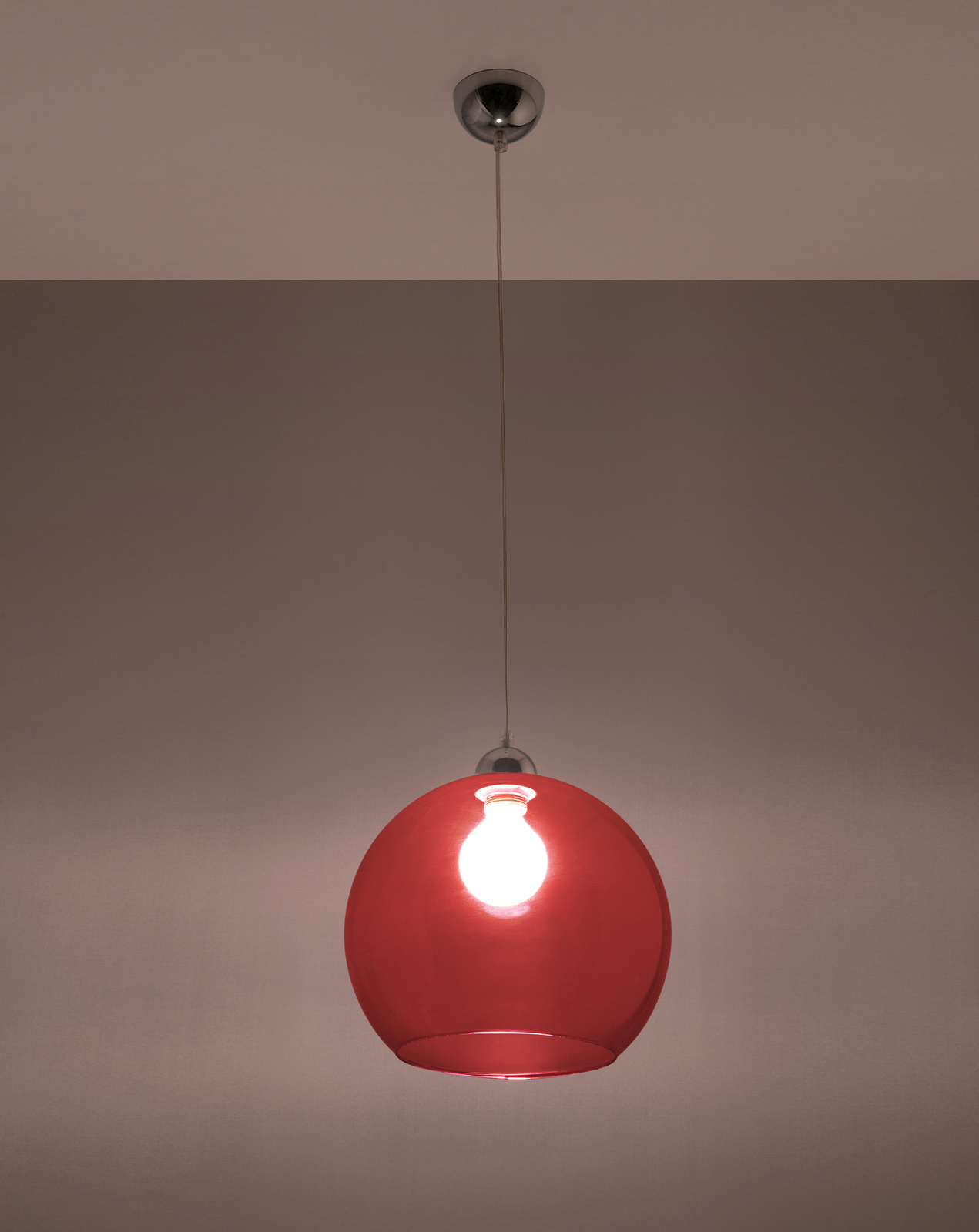 Lampa wisząca BALL czerwony + 1x Żarówka LED E27 3000K Ciepła 7,5W 620lm