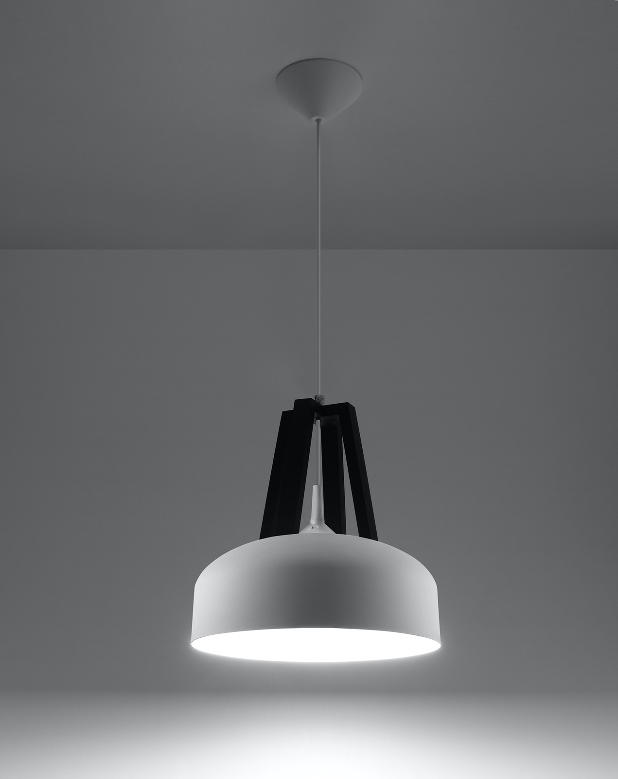 Lampa wisząca CASCO biała/czarne + 1x Żarówka LED E27 3000K Ciepła 7,5W 620lm