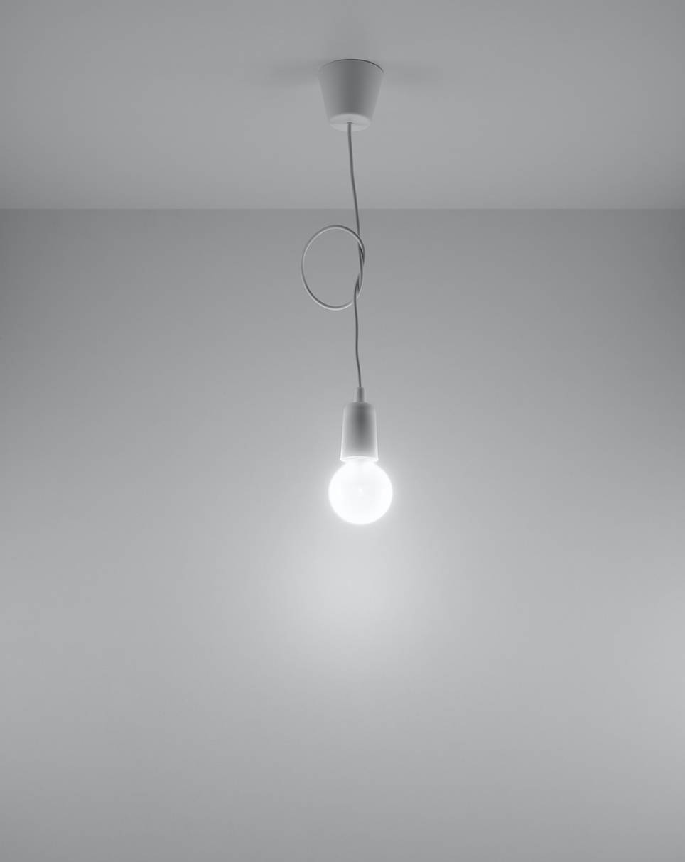 Lampa wisząca DIEGO 1 biała + 1x Żarówka LED E27 3000K Ciepła 7,5W 620lm