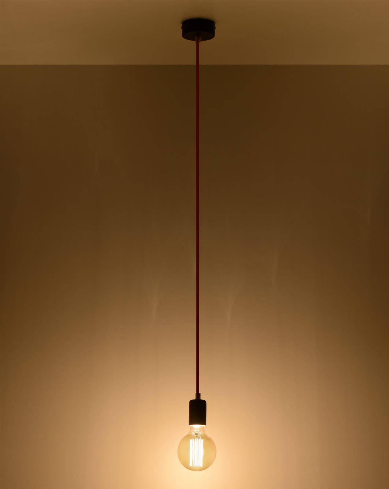 Lampa wisząca EDISON czarno-czerwona