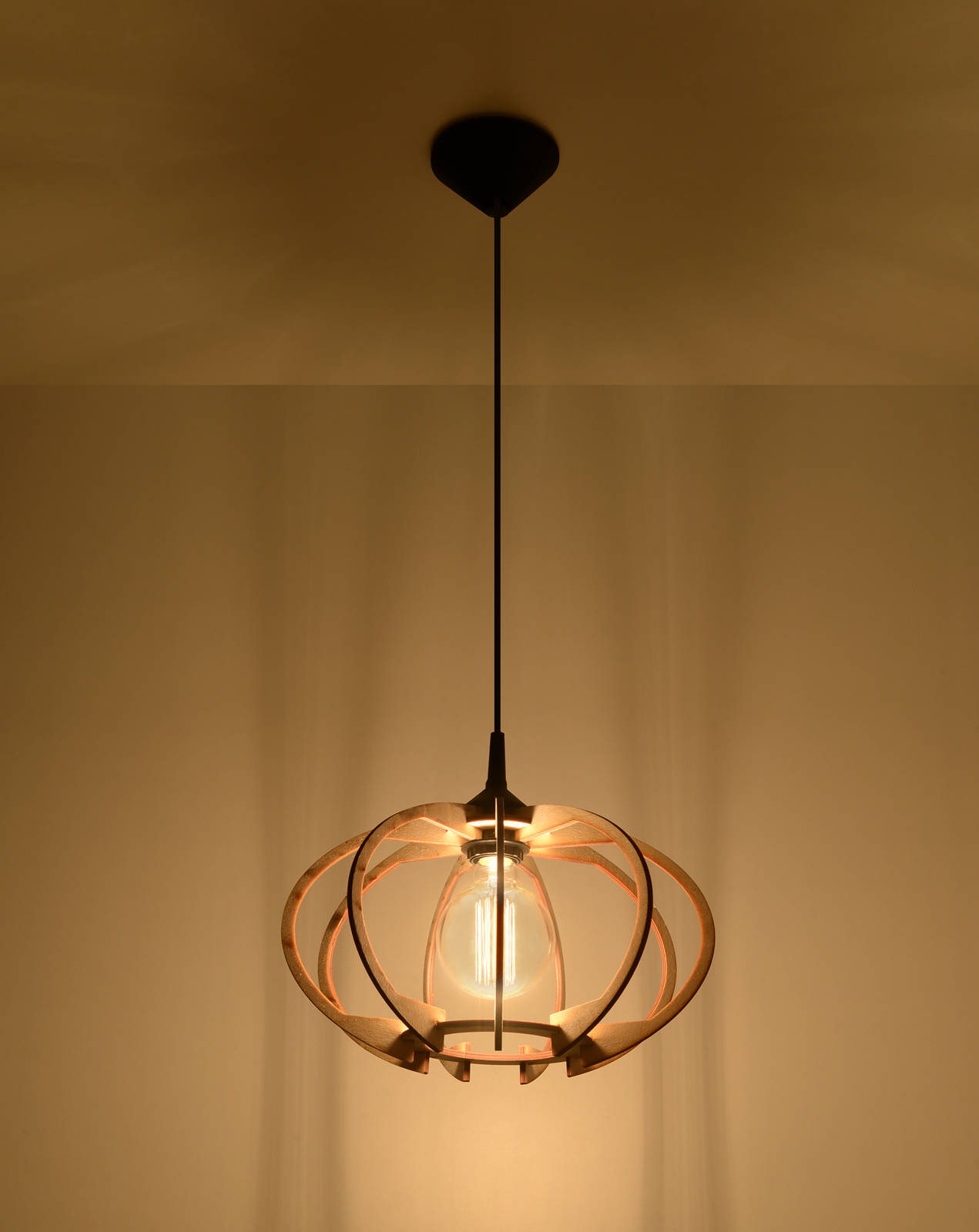 Lampa wisząca MANDELINO naturalne drewno + 1x Żarówka LED E27 4000K Zimna 7,5W 650lm