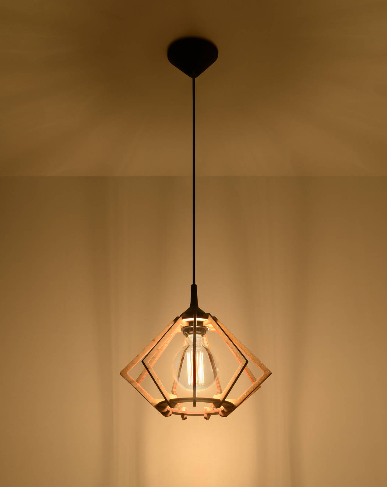 Lampa wisząca POMPELMO naturalne drewno + 1x Żarówka LED E27 3000K Ciepła 7,5W 620lm