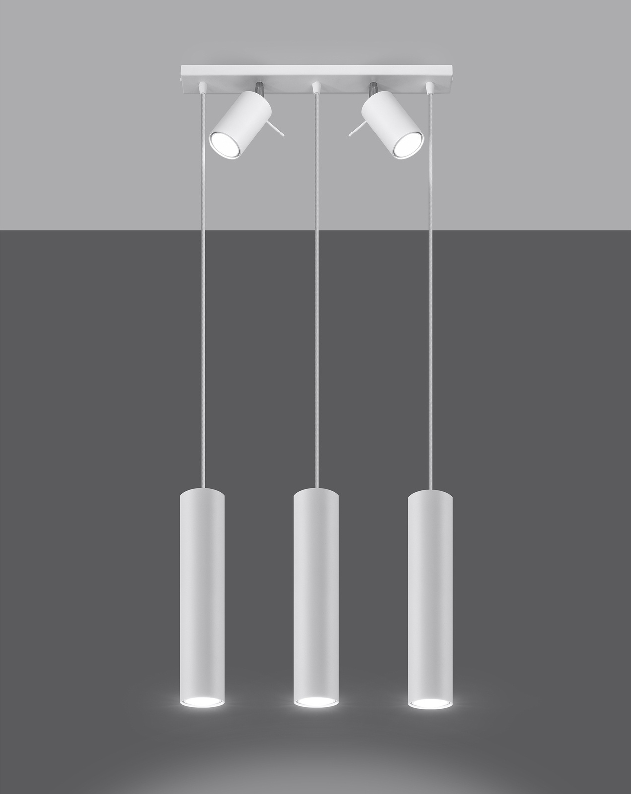 Lampa wisząca RING 3 biały + 5x Żarówka LED GU-10 4000K Zimna 7W 630lm