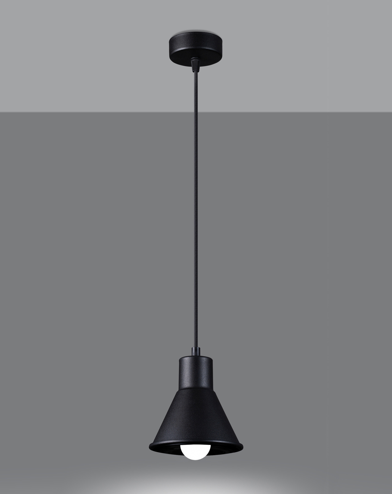 Lampa wisząca TALEJA 1 czarna [E27] + 1x Żarówka LED E27 4000K Zimna 7,5W 650lm