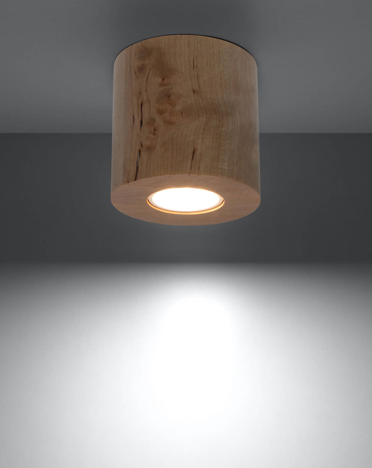 Plafon ORBIS naturalne drewno + 1x Żarówka LED GU-10 3000K Ciepła 7W 620lm
