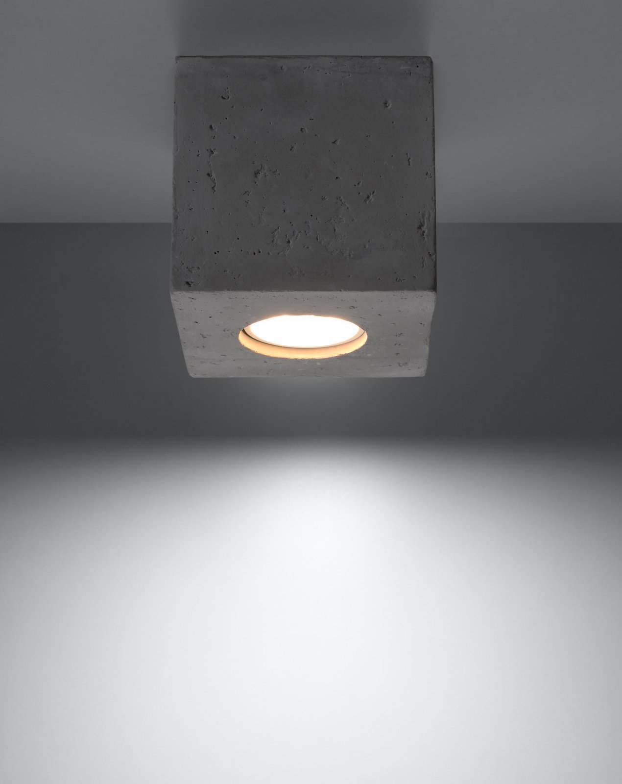 Plafon QUAD beton + 1x Żarówka LED GU-10 4000K Zimna 7W 630lm