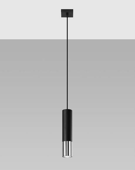 Lampa Wisząca LOOPEZ 1 czarny/chrom + 1x Żarówka LED GU-10 3000K Ciepła 7W 620lm