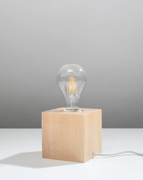Lampa biurkowa ARIZ naturalne drewno + 1x Żarówka LED E27 3000K Ciepła 7,5W 620lm