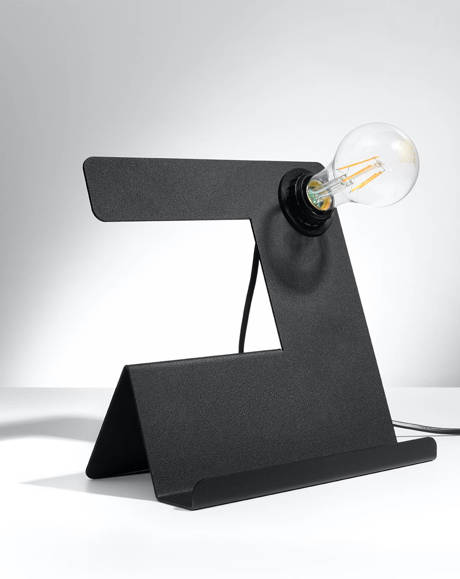 Lampa biurkowa INCLINE czarna + 1x Żarówka LED E27 4000K Zimna 7,5W 650lm