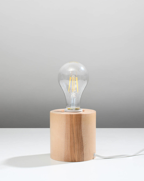 Lampa biurkowa SALGADO naturalne drewno + 1x Żarówka LED E27 4000K Zimna 7,5W 650lm
