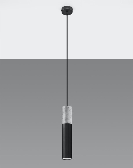 Lampa wisząca BORGIO 1 czarna + 1x Żarówka LED GU-10 3000K Ciepła 7W 620lm