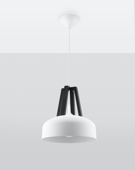 Lampa wisząca CASCO biała/czarne + 1x Żarówka LED E27 3000K Ciepła 7,5W 620lm