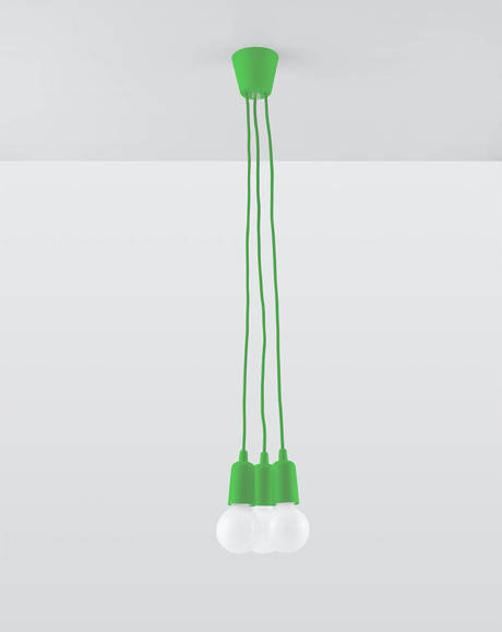 Lampa wisząca DIEGO 3 zielona + 3x Żarówka LED E27 3000K Ciepła 7,5W 620lm