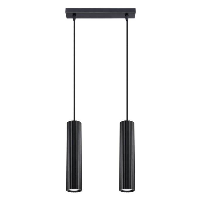 Lampa wisząca KARBON 2 czarny + 2x Żarówka LED GU-10 3000K Ciepła 7W 510lm