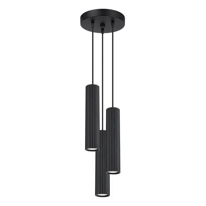 Lampa wisząca KARBON 3P czarny + 3x Żarówka LED GU-10 4000K Zimna 7W 530lm