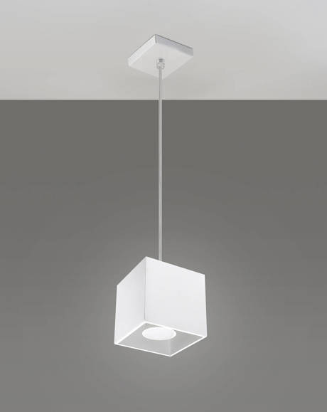 Lampa wisząca QUAD 1 biały + 1x Żarówka LED GU-10 4000K Zimna 7W 630lm