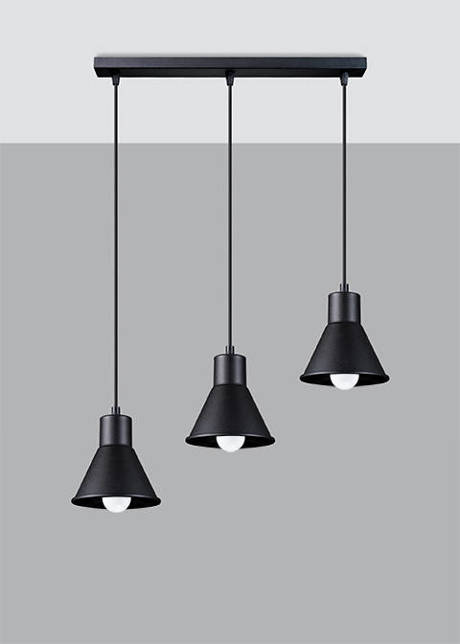 Lampa wisząca TALEJA 3 czarna [E27] + 3x Żarówka LED E27 3000K Ciepła 7,5W 620lm