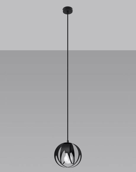 Lampa wisząca TULOS 1 czarna + 1x Żarówka LED E27 3000K Ciepła 7,5W 620lm