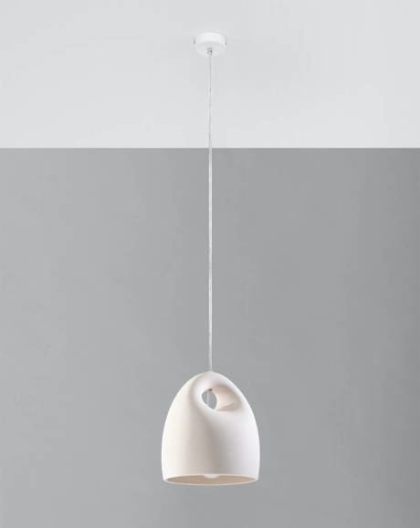 Lampa wisząca ceramiczna BUKANO biała + 1x Żarówka LED E27 4000K Zimna 7,5W 650lm